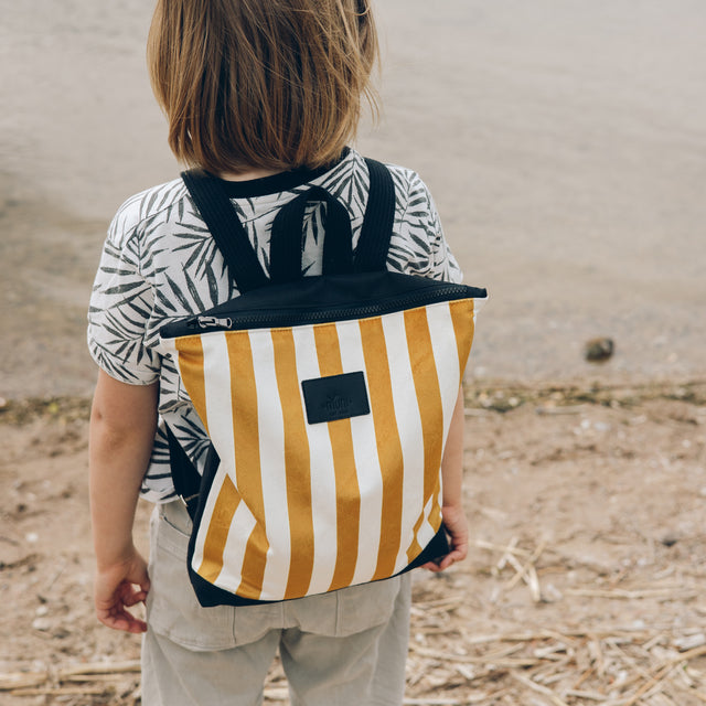 Kids backpack - Striped yellow and white