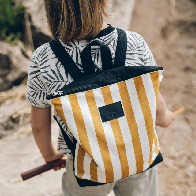 Kids backpack - Striped yellow and white