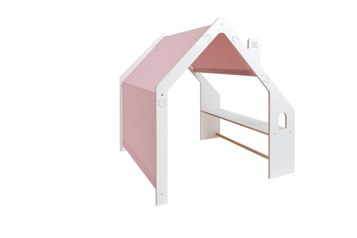 MeowBaby® White Wooden House for Kids - Pink Roof