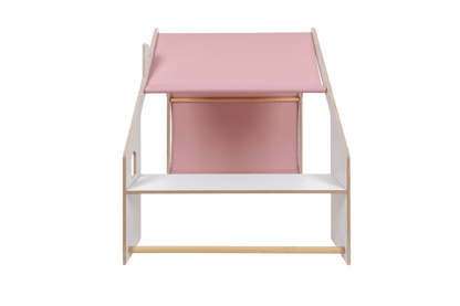 MeowBaby® White Wooden House for Kids - Pink Roof