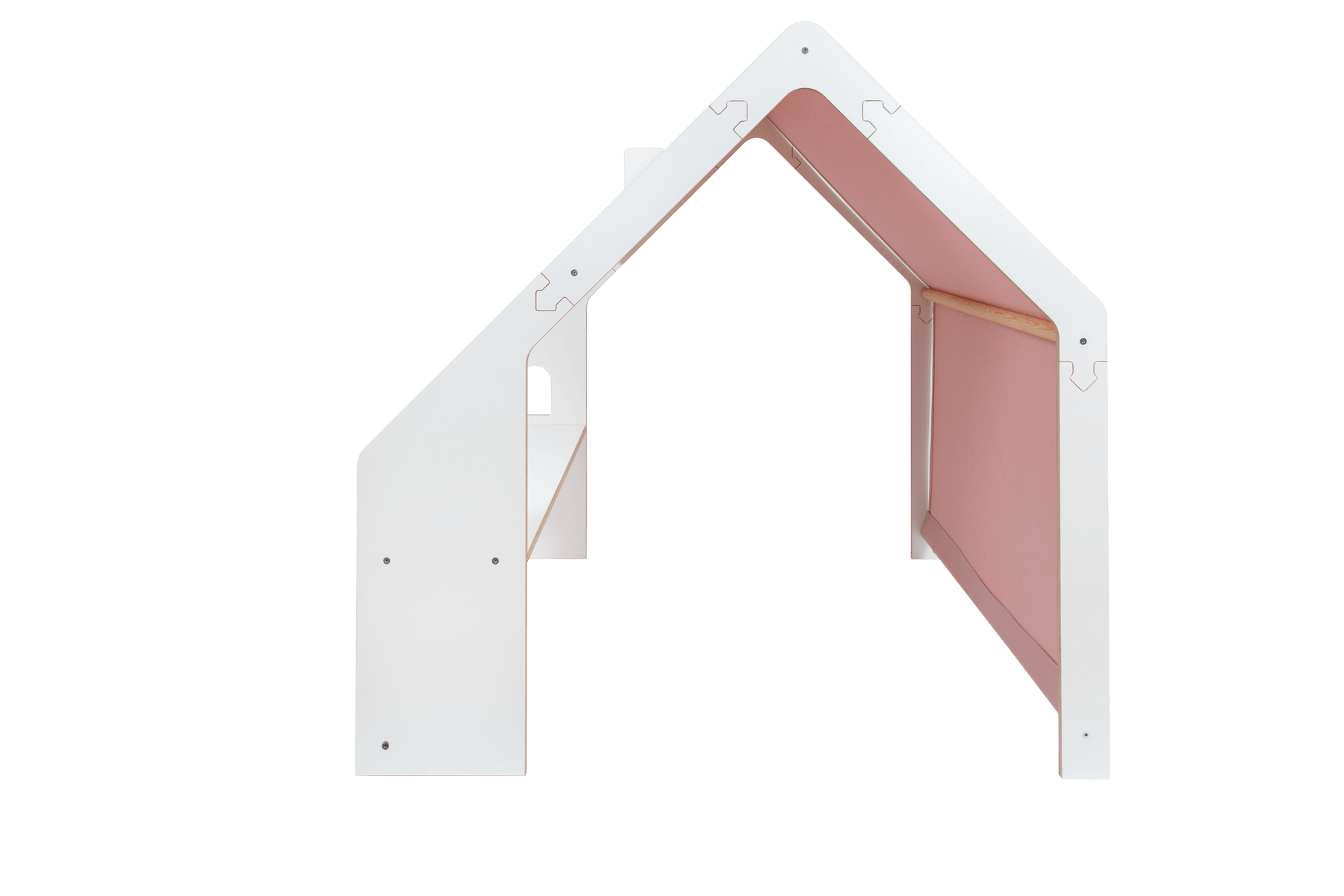 MeowBaby® White Wooden House for Kids - Pink Roof