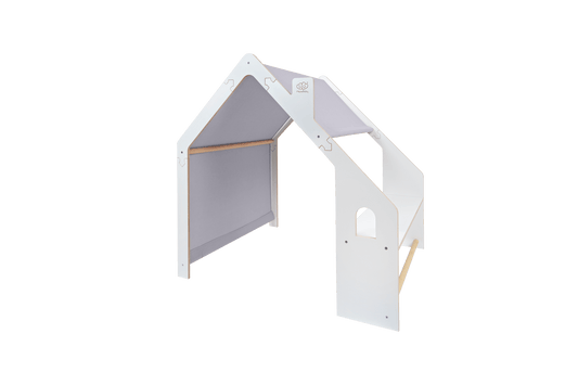 MeowBaby® White Wooden House for Kids - Blue Roof