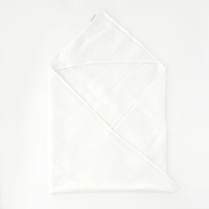 Linen Hooded Waffle Towel for Kids - White