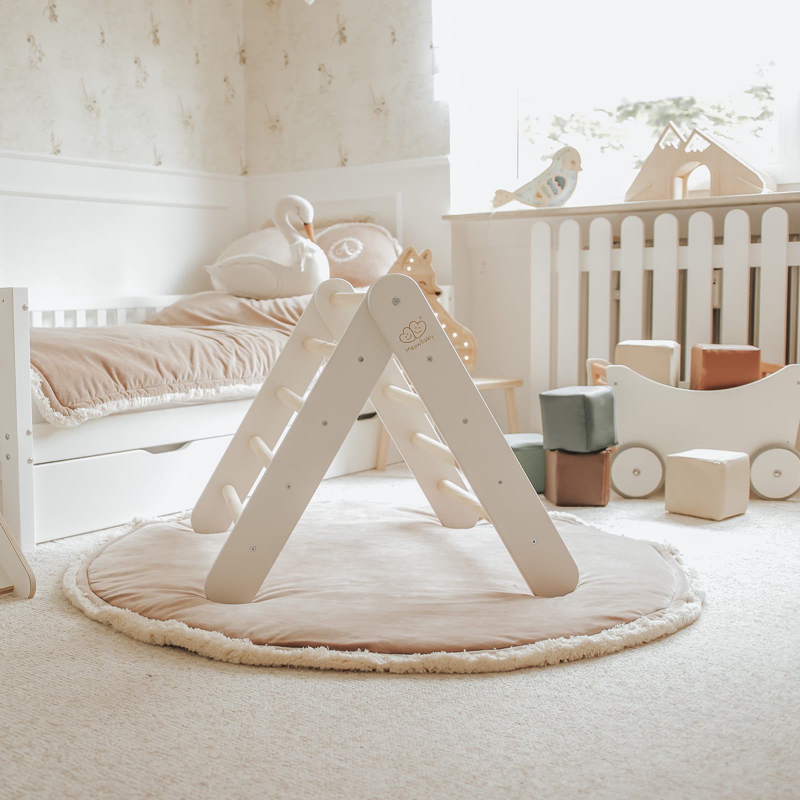 Ladder With a Slide-Climbing Wall - White