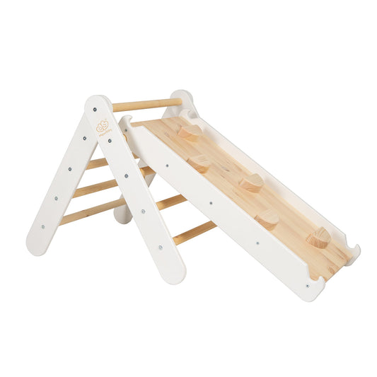 Ladder With a Slide-Climbing Wall - White