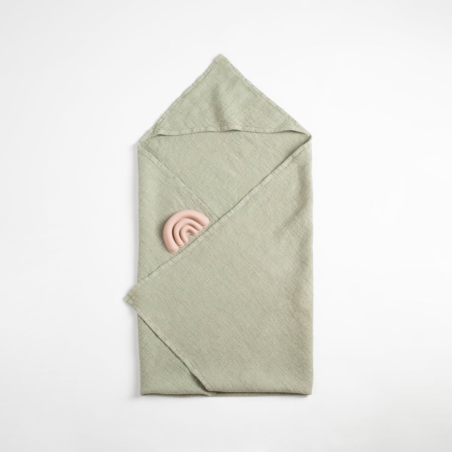 Linen Hooded Waffle Towel for Kids - Sage