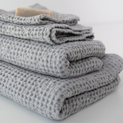 Honeycomb Waffle Towel - Dark Grey and Light Grey