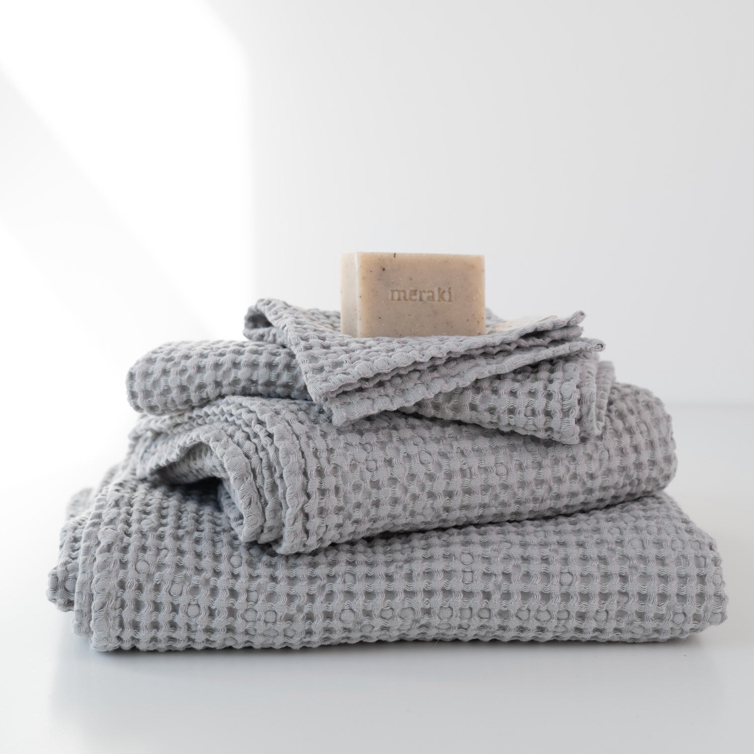 Honeycomb Waffle Towel - Dark Grey and Light Grey