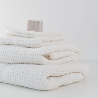 Honeycomb Waffle Towel - White