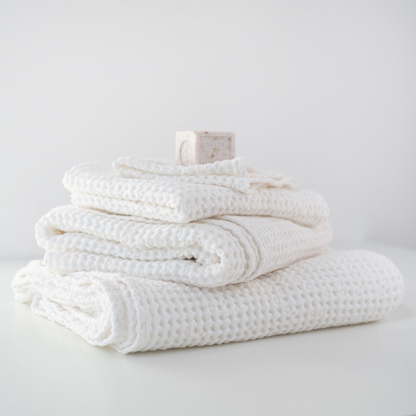 Honeycomb Waffle Towel - White