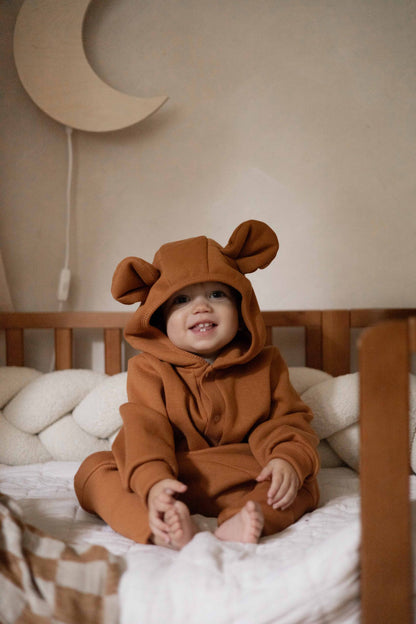 Eared Jumpsuit for Babies and Kids - Cinnamon