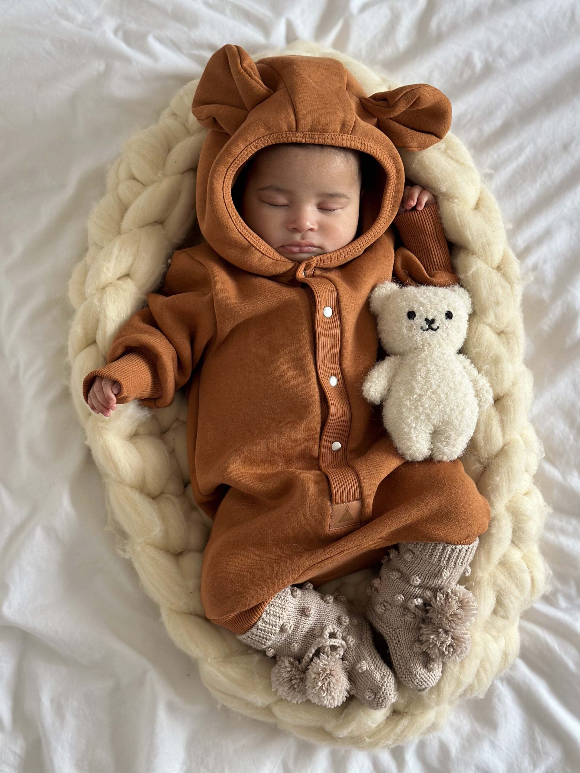 Eared Jumpsuit for Babies and Kids - Cinnamon