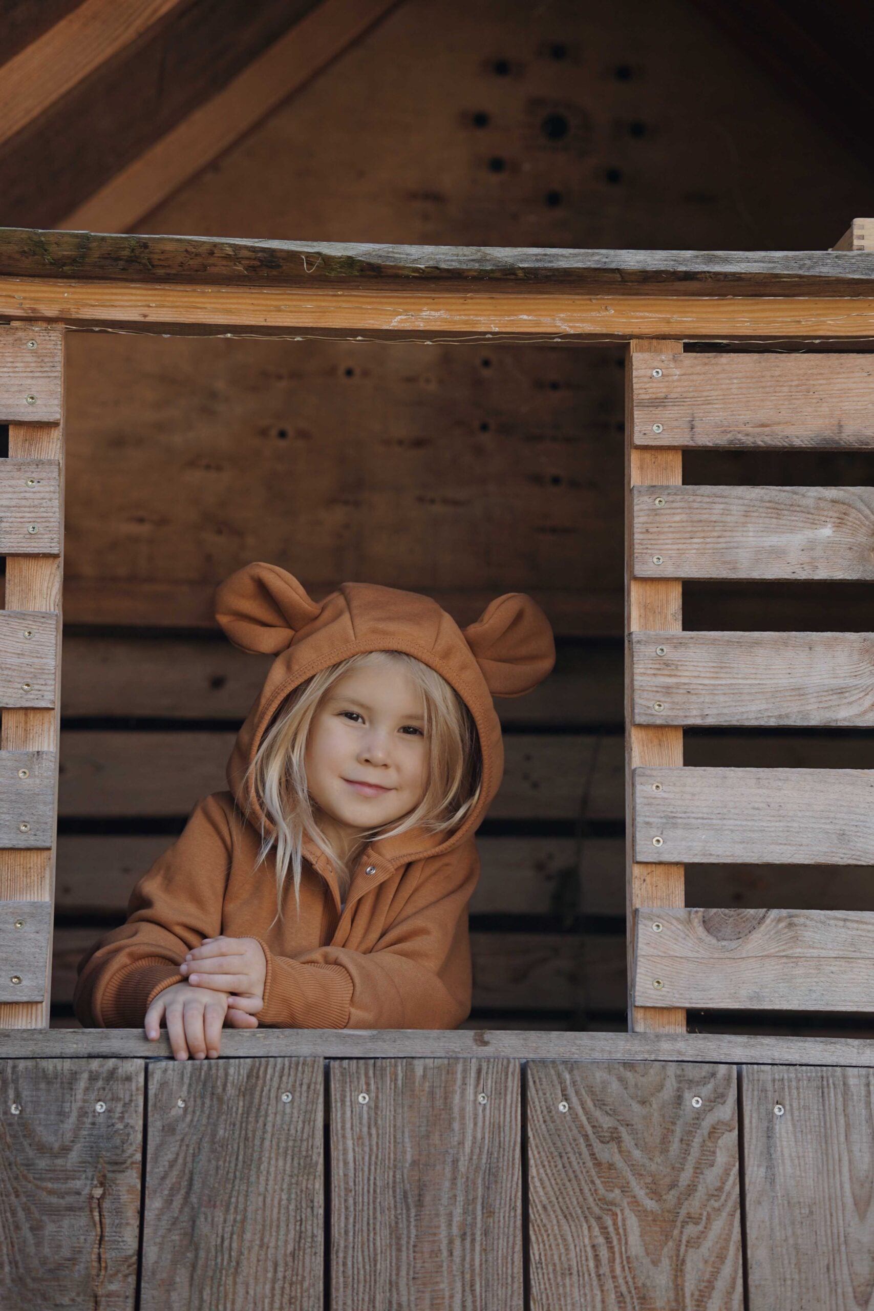 Eared Jumpsuit for Babies and Kids - Cinnamon